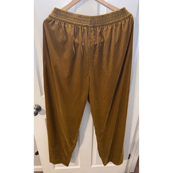 Gap Women's Size Large Chartreuse Gold Yellow Velvet Pull On Pants Retro Vintage - Picture 6 of 6